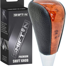 SHIFTIN Leather Wood Gear Shift Knob for Toyota Avalon Yaris 4Runner Land Cruiser Sienna Camry Solara Tacoma and Lexus ES300 ES330 GS300 GS400 GS430 (Tan Beige Leather)