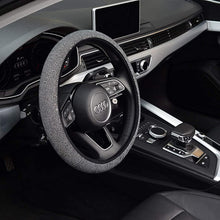 KAFEEK Diamond Leather Steering Wheel Cover with Bling Bling Crystal Rhinestones, Universal 15 inch Anti-Slip,Black Diamond