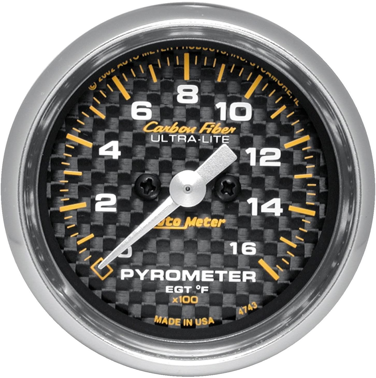 AUTO METER 4744 Carbon Fiber Electric Pyrometer Gauge Kit,2.3125 in.