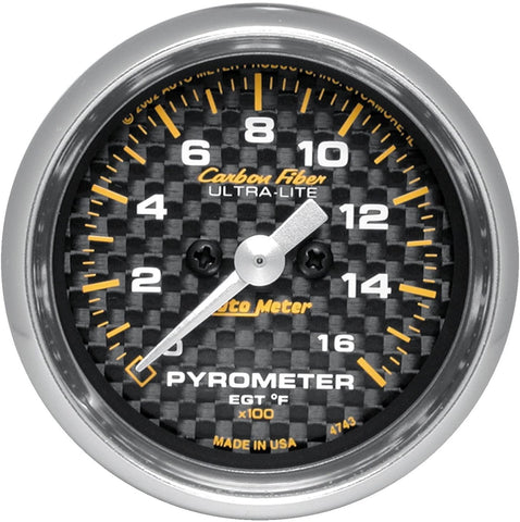 AUTO METER 4744 Carbon Fiber Electric Pyrometer Gauge Kit,2.3125 in.