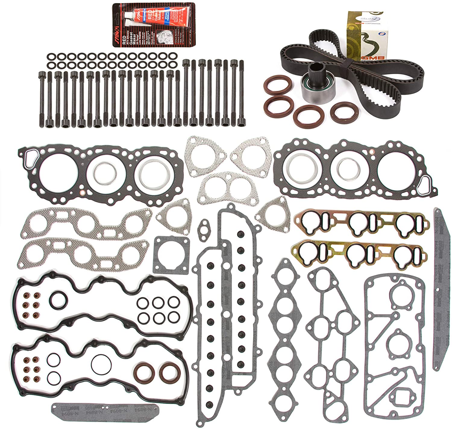 Evergreen HSHBTBK3023 Head Gasket Set Timing Belt Kit Compatible with/Replacement for 86-93 Infiniti Nissan 3.0 VG30E