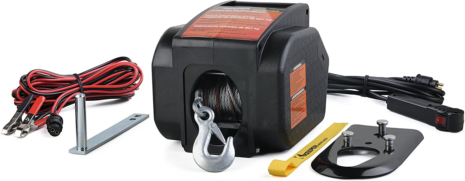 KEEPER KTSL2000RM 12V DC Rapid Mount Portable Winch with Handheld Remote - 6000 lbs. Load Capacity