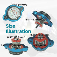 AiCooler Radiator High-Pressure Temperature Gauge Cap for select BETA, HUSABERG, HUSQVARNA, most KTM(19XX-2016), Husqvarna, and Western Motorcycles 1.8Kg/cm2 (25.6PSI) Model: MW1 Blue