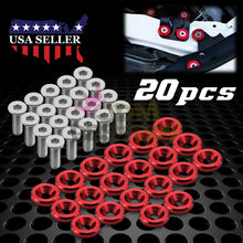 JDMBESTBOY 20pcs Red Billet Aluminum Fender Bumper Washer Bolt Engine Bay Screw Dress Up Kit JDM M6x15mm 6061 T6-Grade