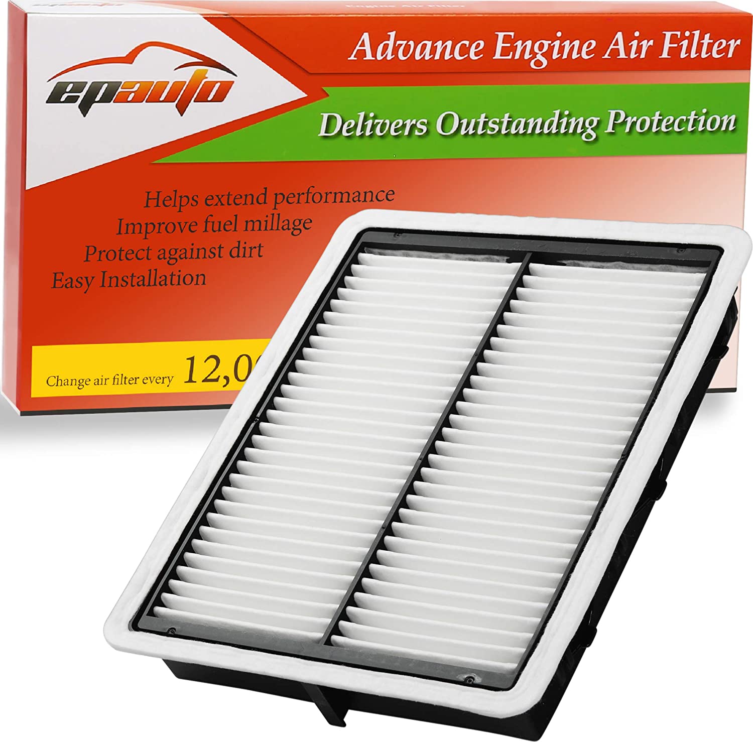 EPAuto GP942 (CA11942) Replacement for Hyundai Extra Guard Panel Air Filter for Sonata 2.0L Hybrid (2016-2019), Sonata 2.4L Gas (2015-2019), Optima 2.0L Hybrid (2017-2020), Optima 2.4L Gas (2016-2020)