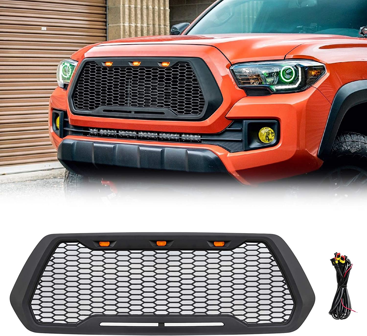 VZ4X4 Front Grill Mesh Grille Fit for Toyota Tacoma 2016, 2017, 2018, 2019, 2020 (WILL NOT WORK WITH FRONT SENSOR/TSS)