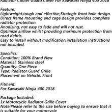 MadHornets Motorcycle Radiator Grille Guard Cover for Kawasaki Ninja 400 2018 Black