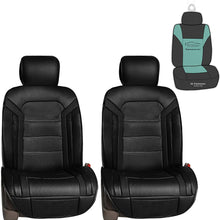 FH Group PU208102 Futuristic Leather Seat Cushions (Black) Front Set with Gift – Universal Fit for Cars Trucks & SUVs