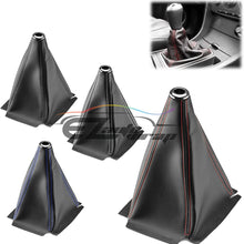 EZAUTOWRAP Universal Shift Knob Shifter Boot Cover Carbon Fiber Style Black with Red Stitches PVC Leather MT at Sport PVC Leather