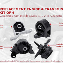 Engine and Transmission Mount Set of 4 - Fits Honda Civic 2001-2005 1.7L with Automatic Trans - Replaces 50840-S5A-A81, 50840-S5A-990,50810-S5A-013, 50810-S5A-992, A6595, A6588, A6591, A4511