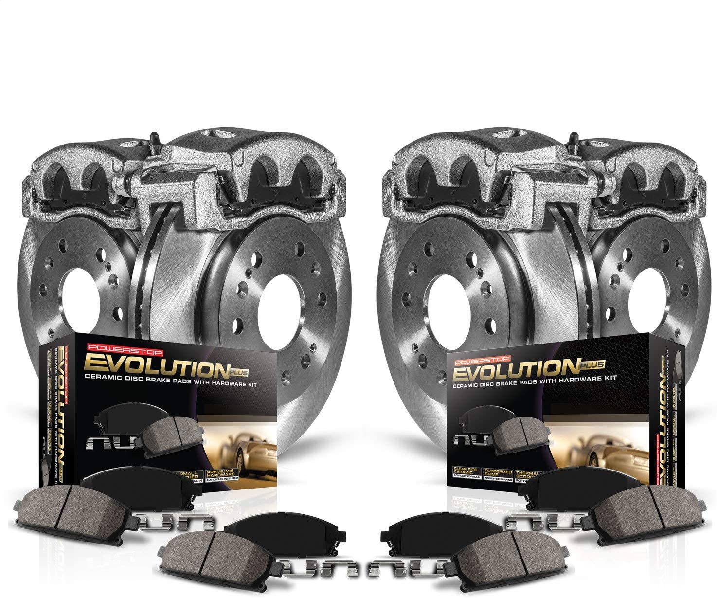 Power Stop KCOE6361 Front & Rear Stock Replacement Brake Kit with OE Calipers