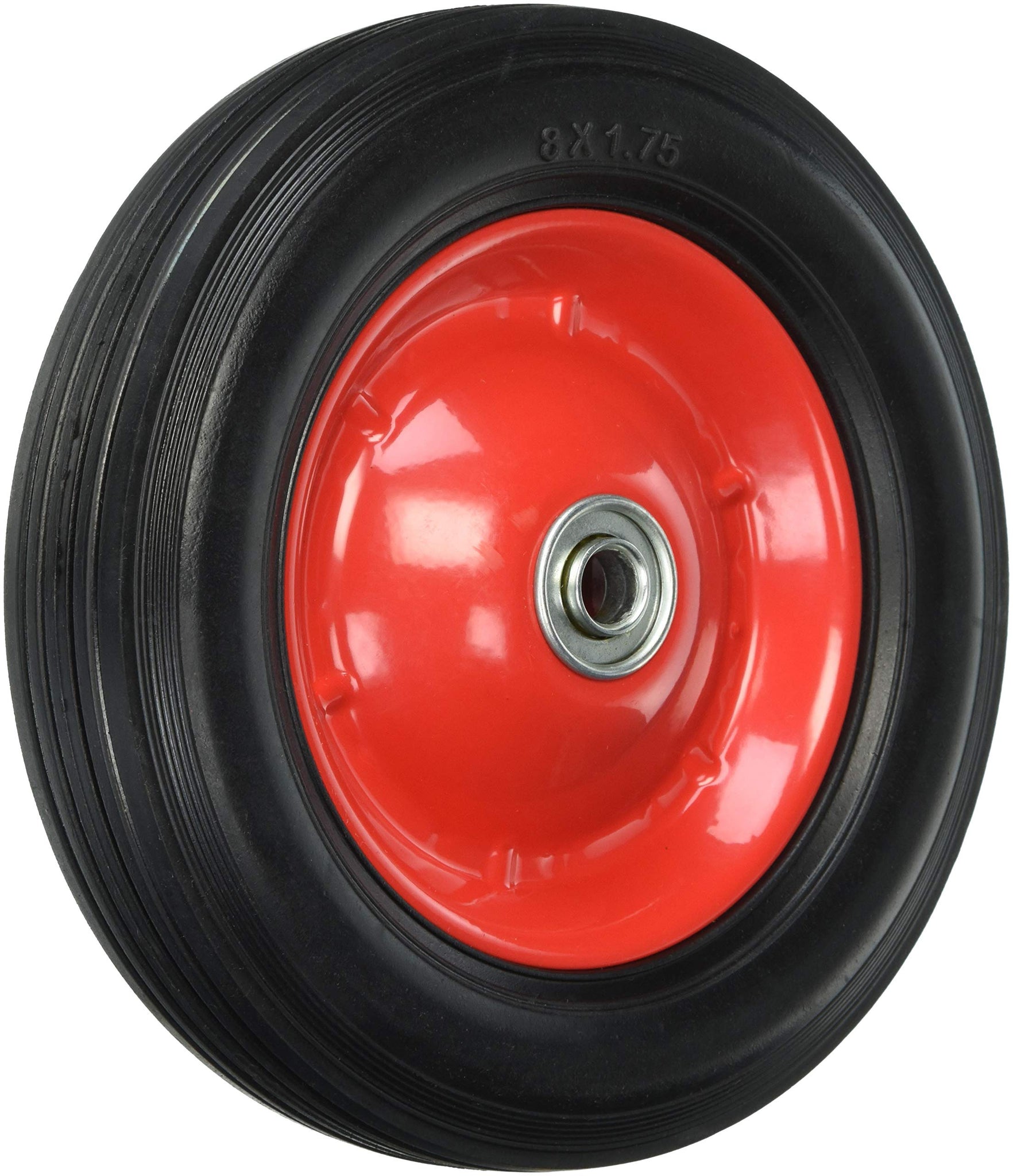 Shepherd Hardware 9636 8-Inch Semi-Pneumatic Rubber Tire, Steel Hub with Ball Bearings, Ribbed Tread, 1/2-Inch Bore Centered Axle