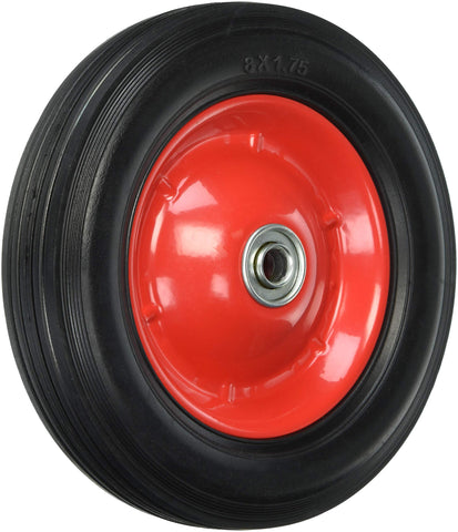 Shepherd Hardware 9636 8-Inch Semi-Pneumatic Rubber Tire, Steel Hub with Ball Bearings, Ribbed Tread, 1/2-Inch Bore Centered Axle