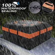 LIMINK Car Roof Cargo Carrier Bag 15 Cubic Feet Rooftop Bag PVC Coated Waterproof Zipper with Anti-Slip Mat 8 Reinforced Straps 4 Door Hooks, for Any Car