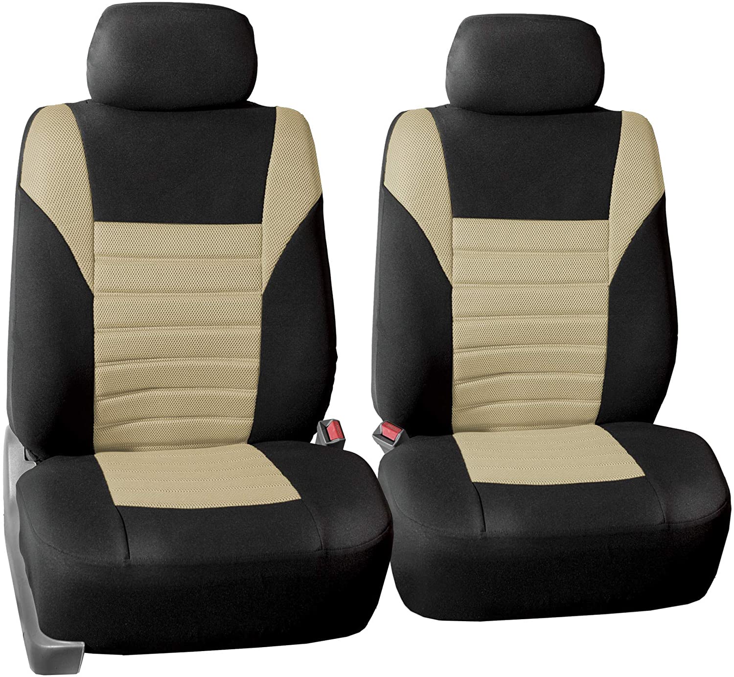 TLH 3D Air Mesh Fabric Front Set Seat Covers, Removable Headrests & Airbag Compatible, Yellow Color- Universal Fit for Cars, auto, Trucks, SUV