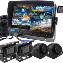 CAMSLEAD Car Backup Camera System 9 inch Monitor Built-in DVR Recorder with Quad Split Screen Side Camera Rear View Camera Monitor Kit for Truck Van Caravan Trailers Camper Bus RV Harvester