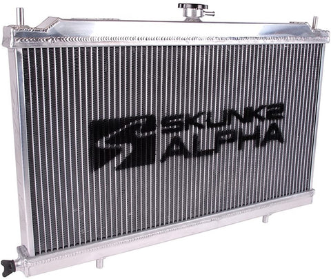 Skunk2 Racing 349-05-1500 Alpha Series Radiator Incl. 1.1Bar S2 Radiator Cap 1.25 in. Inlet/Outlet Dual Core Design Aluminum Alpha Series Radiator