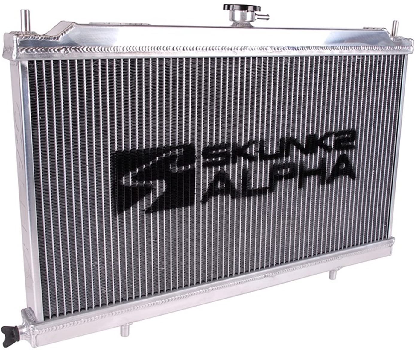 Skunk2 Racing 349-05-1500 Alpha Series Radiator Incl. 1.1Bar S2 Radiator Cap 1.25 in. Inlet/Outlet Dual Core Design Aluminum Alpha Series Radiator
