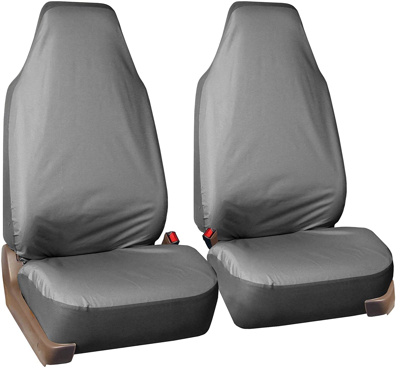FH Group FH-FB113102 Pair Set Rugged Oxford Seat Covers Gray Color-Fit Most Car, Truck, SUV, or Van