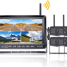 AMTIFO A4 HD 1080P Digital Wireless 4 Backup Cameras with 7'' Monitor Kit Split Screen for RVs/Trailers/5th Wheels/Motorhomes,Highway Monitoring System IP69K Waterproof Super Night Vision