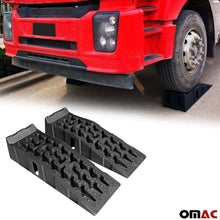 OMAC Auto Accessories Car Ramp Heavy Duty Leveling Blocks | Black Chocks Car Tires Lifting Stabilization 2 Pcs. | Vehicle Ramp - Pair 11000lbs GVW Capacity