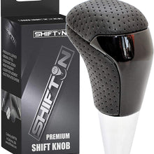 SHIFTIN Black Leather Gray Chrome Gear Shift Knob fit for Toyota Land Cruiser Fortuner Tundra and Lexus LX (Black Leather / Gray Chrome)