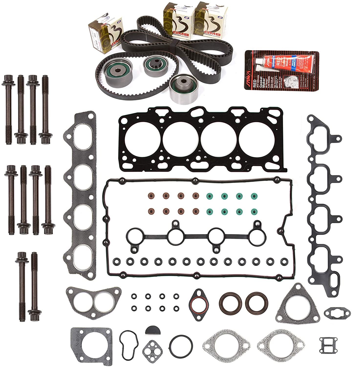 Evergreen HSHBTBK6025 Head Gasket Set Timing Belt Kit Compatible with/Replacement for 99-06 Hyundai Kia Optima 2.4 G4JS