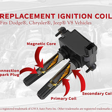 Ignition Coil Pack Set of 8 - Fits Dodge Ram 1500, 2500, 3500, Jeep Grand Cherokee 5.7L, Commander, Dodge Charger, Challenger 5.7L, 6.1L, 6.4L HEMI - Replaces 5602129AA, 56029129AA, UF-504, 56029129AF