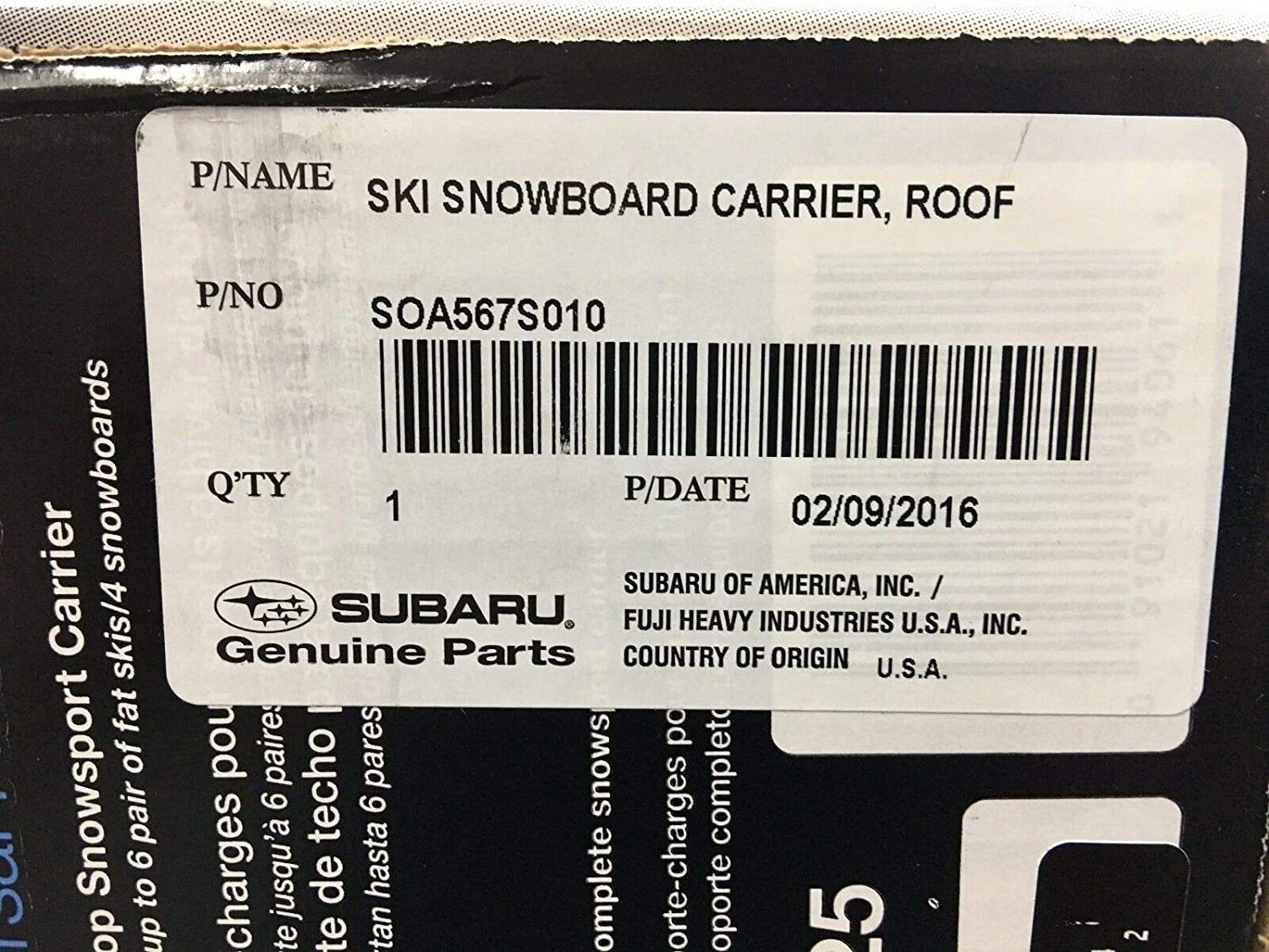 Subaru 2010-2020 Ski & Snowboard Rack KIT Ascent Forester Outback Impreza WRX Sti Crosstrek SOA567S010 Thule OEM