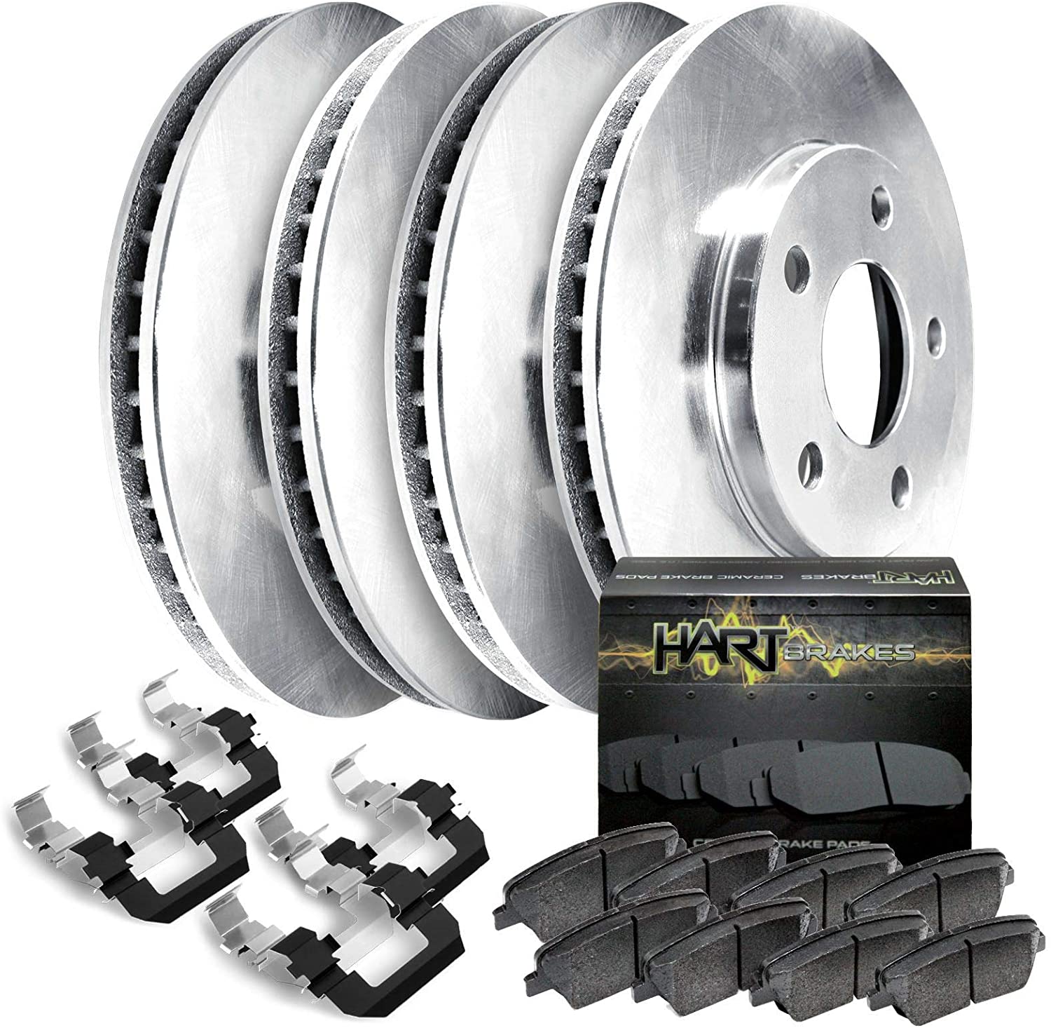 Fit 2004-2005 Toyota RAV4 Front Rear Sport Blank Brake Rotors Kit+Ceramic Brake Pads