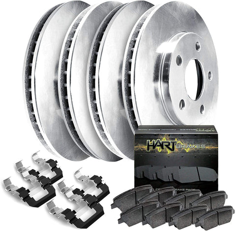 Fit 2004-2005 Toyota RAV4 Front Rear Sport Blank Brake Rotors Kit+Ceramic Brake Pads
