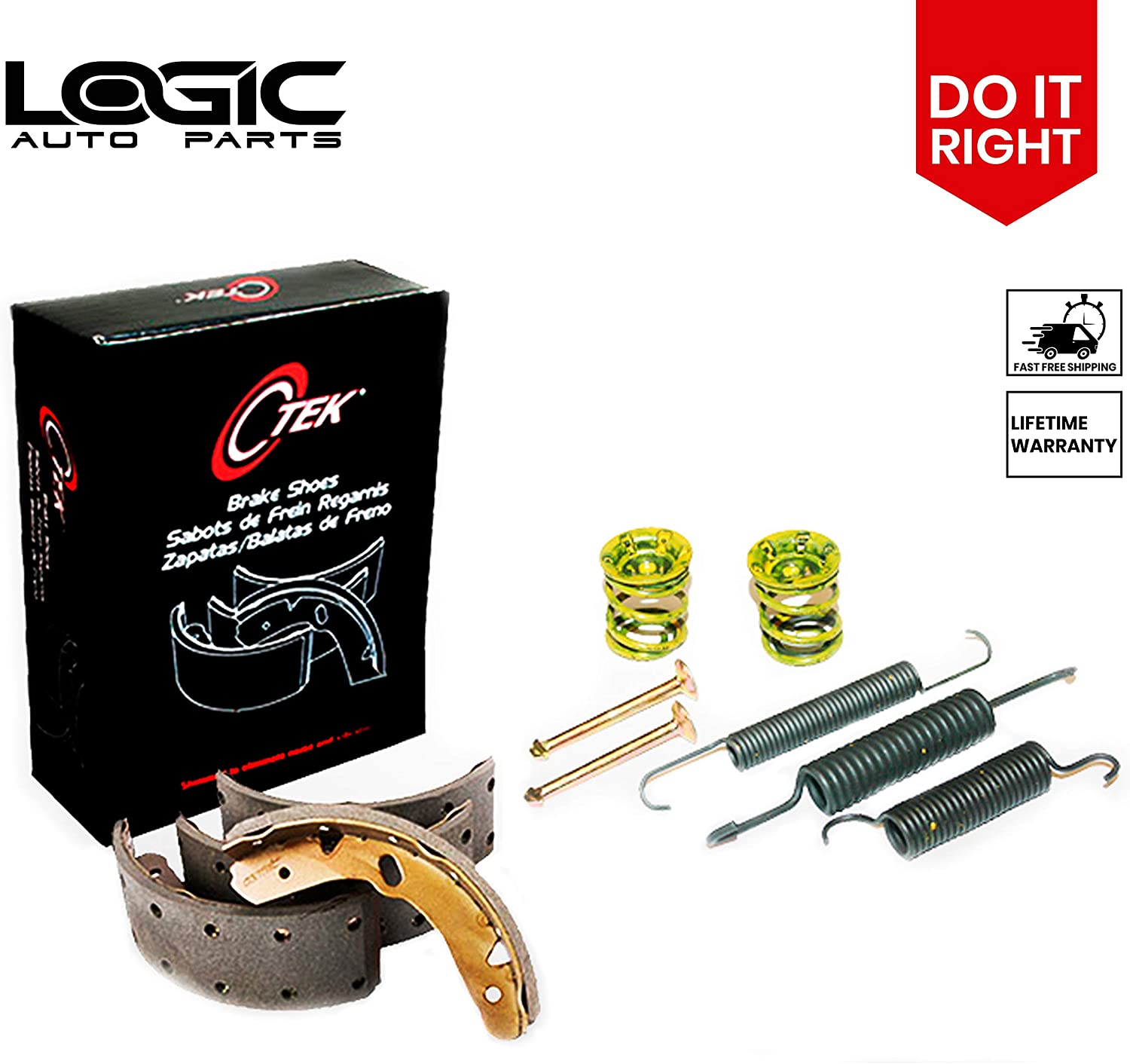 Centric Drum Brake Shoe Plus Hardware Fits Toyota Corolla, Prius C, Scion xD, iQ