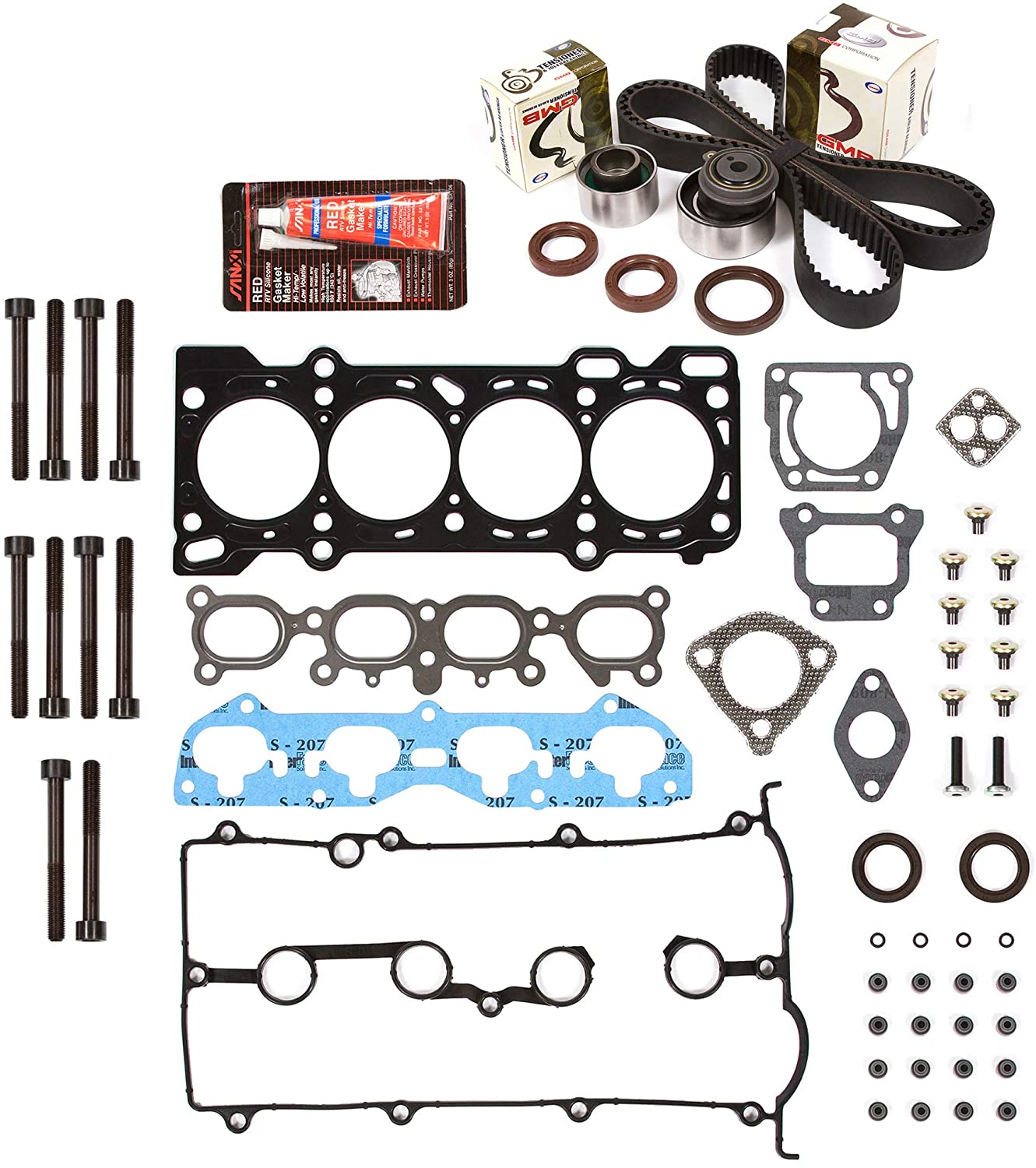 Evergreen HSHBTBK6030 Head Gasket Set Timing Belt Kit Compatible with/Replacement for 00-03 Mazda 626 Protege 2.0 FS