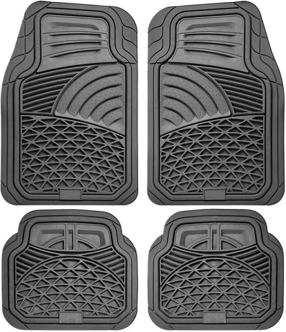 Motorup America Auto Floor Mats (4-Piece Set) All Season Rubber - Fits Select Vehicles Car Truck Van SUV, Shell Black