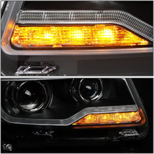 DNA Motoring HL-COMPASSLL-BK Black Housing Amber Signal Projector Headlights With LED DRL For 11-13 Compass