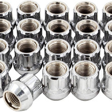 Wheel Accessories Parts Set of 20 Bulge Acorn Open End Chrome Small Diameter Lug Nut Full Set (M14x1.50)