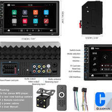 Leadfan 7" Car Stereo Touch Screen Car Audio Receiver Double Din FM Radio Bluetooth Video Remote Control MP5/4/3 Player Android iPhone Mirror Link USB/SD/AUX Hands Free Calling with Camera