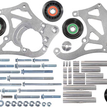 ICT Billet LSA Supercharger High Mount A/C Sanden 508 709 Compressor Bracket Kit CTS-V ZL1 6-Rib Heavy Duty Billet Aluminum Universal Air Conditioner Truck Spacing LS3 LM7 LS 551135-3-508