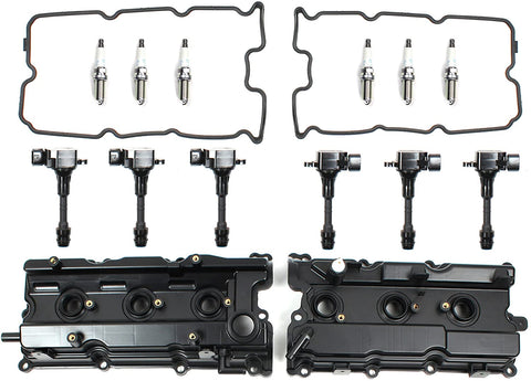 Brand New V6 Engine Valve Cover, Gasket, Spark Plug, Tube Seal, Ignition Coil Set COMPATIBLE WITH 2002-09 Nissan 3.5L DOHC QR35DE