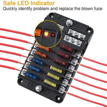 Kohree 12-Way 12V Blade Fuse Block, 12 Volt Automotive Fuse Box Holder Waterproof with Negative Bus 5A 10A 15A 20A Fuse Panel LED Indicator for Auto, RV, Car, Boat, Marine, Truck