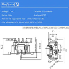 250A Winch Solenoid Relay 12V Winch Rocker Thumb Switch for ATV UTV 2000-5000lbs Winch with 6 Protecting Caps