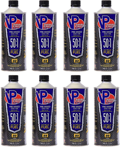 VP Small Engine Fuels 6238 Ethanol-Free 50:1 2-Cycle Gas+Oil - 1 quart, Pack of 8