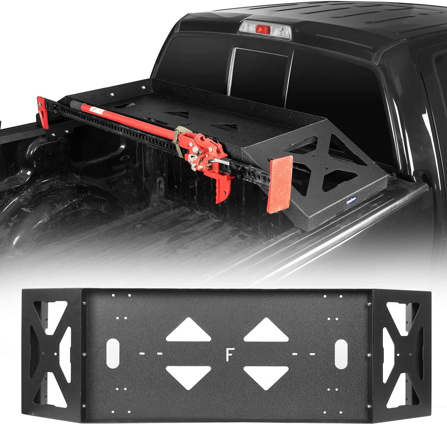 Hooke Road F150 Bed Rack Cargo Carrier Basket with Lifting Jack Mount Compatible with Ford F-150 2009 2010 2011 2012 2013 2014 5.5' 6.5' 8' Bed Pickup Truck