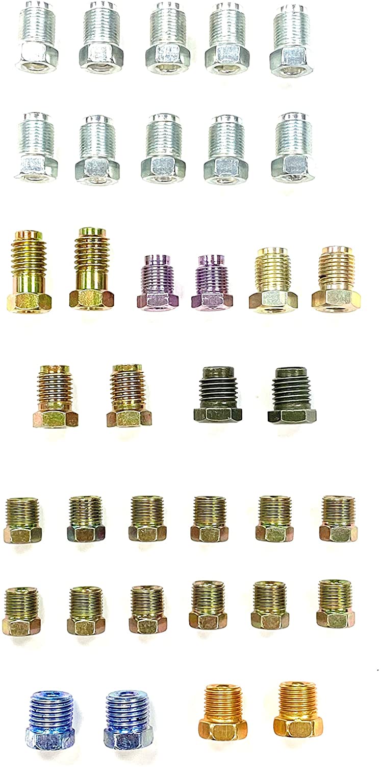 Brake Line Fitting Assortment For 1/4 Inch Tubing, Inverted Flare & Bubble/ISO Flare, Metric & SAE