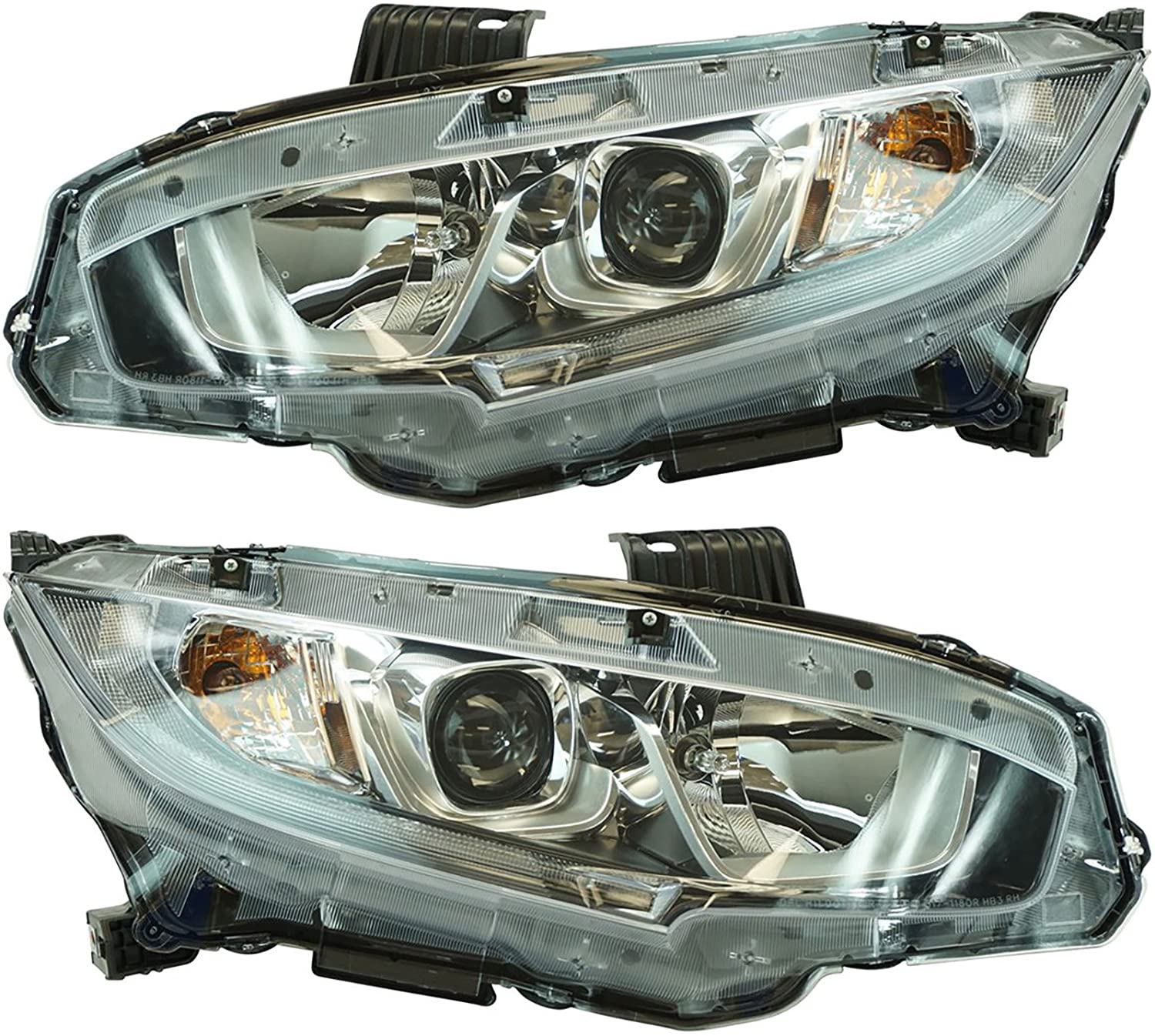 Halogen Headlight Lamp LF RF Set of 2 Pair for Honda Civic Brand