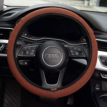 KAFEEK Steering Wheel Cover, Universal 15 inch, Microfiber Breathable Ice Silk, Anti-Slip, Odorless, Easy Carry, Browm