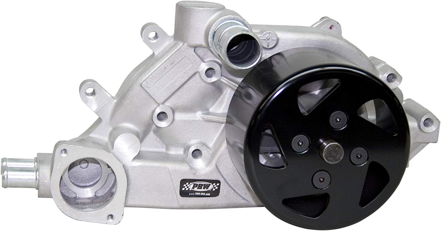 PRW 1434628 Aluminum High Performance Water Pump Kit with Black Anodized Aluminum Pulley for GM LS Gen III and IV