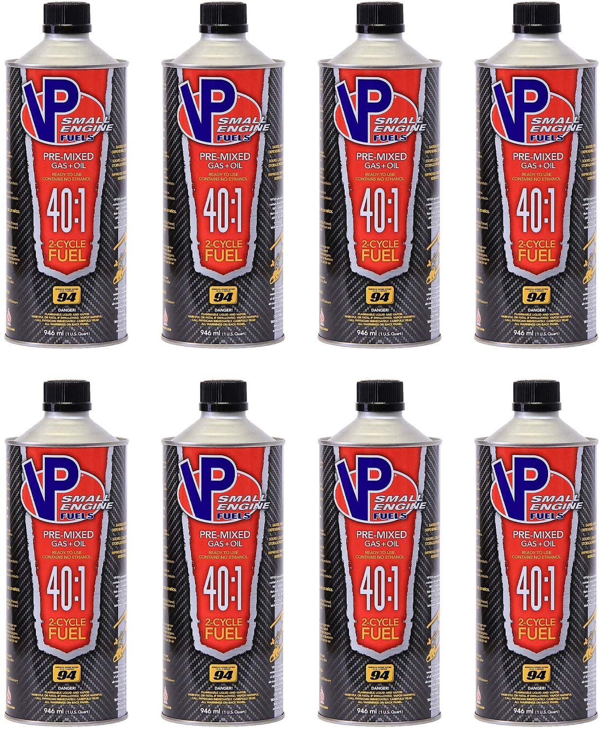 VP Small Engine Fuels 6298 Ethanol-Free 40:1 2-Cycle Fuel - 1 quart, Pack of 8