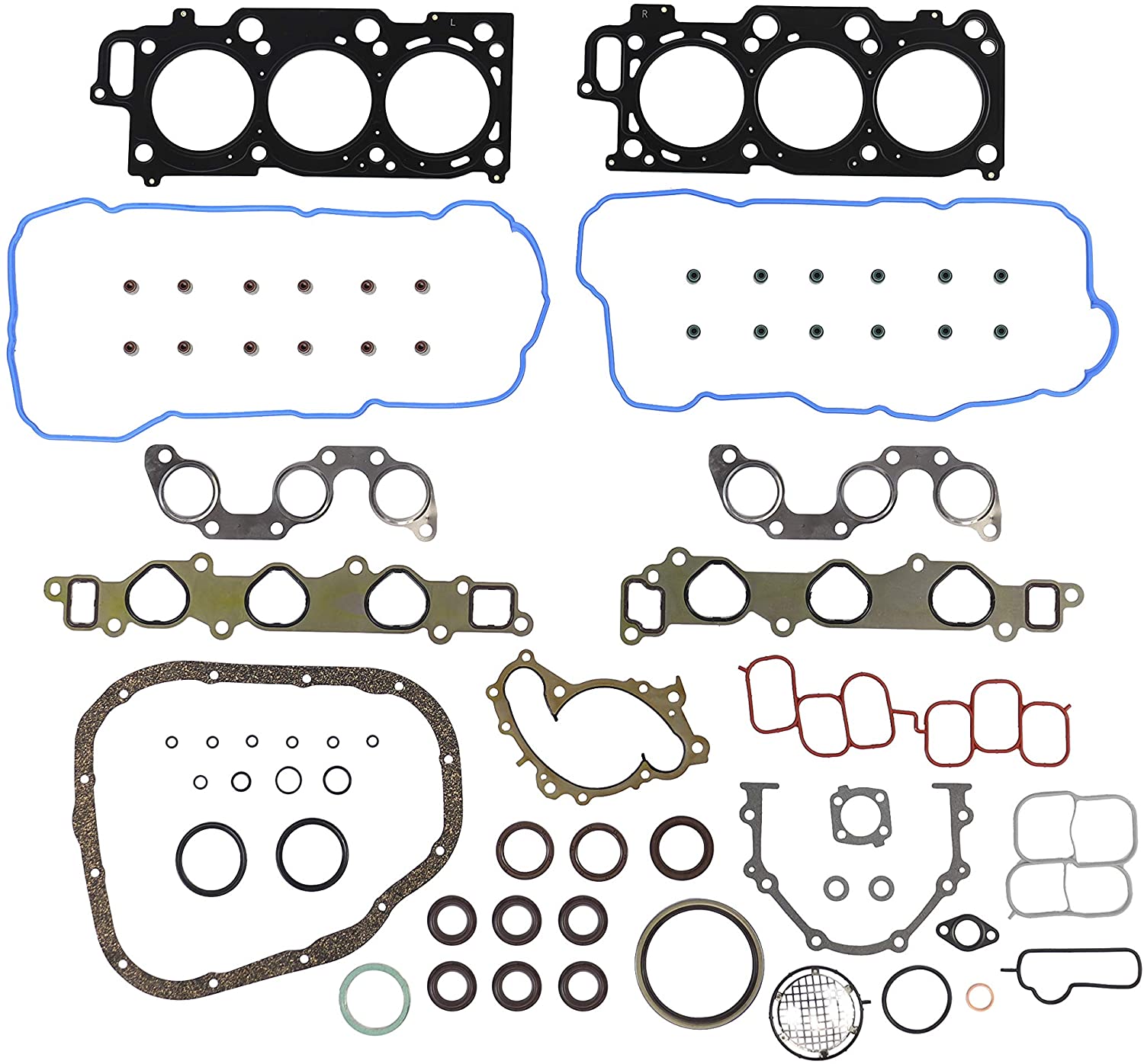 DNJ Full Gasket/Sealing Set FGS9053 For 04-10 Toyota, Lexus/Highlander, RX400h, Solara, ES330, RX330, Camry, Sienna 3.3L V6 DOHC Naturally Aspirated designation 3MZ-FE