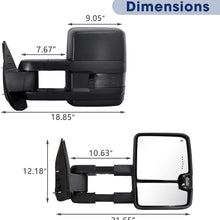 Towing Mirrors fit for 2007-2013 Chevy Silverado GMC Sierra / 2014 Silverado GMC Sierra 2500HD 3500HD tow mirrors with Power Glass Heated Turn Signal Lights Backup Lamp Extendable Pair Set